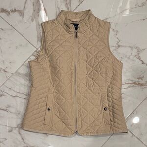 Lands' End Cream Quilted Vest